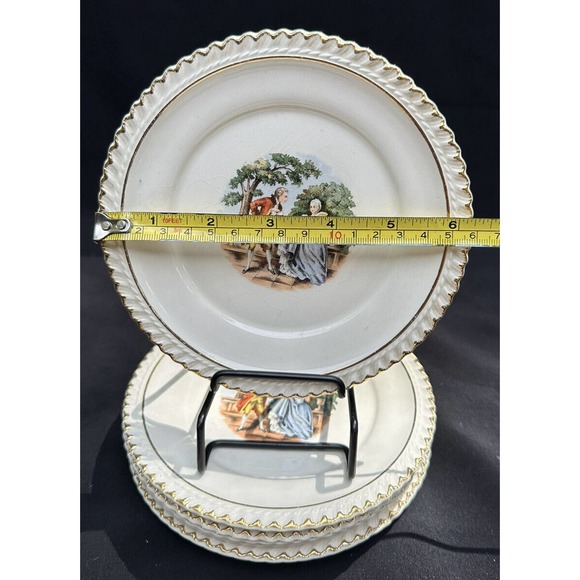 Vintage Harker Pottery Co. gold trimmed 22 kt Scallop edge Dessert Plates S37 - Picture 6 of 11